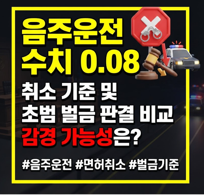 음주운전 수치 0.08 취소 기준