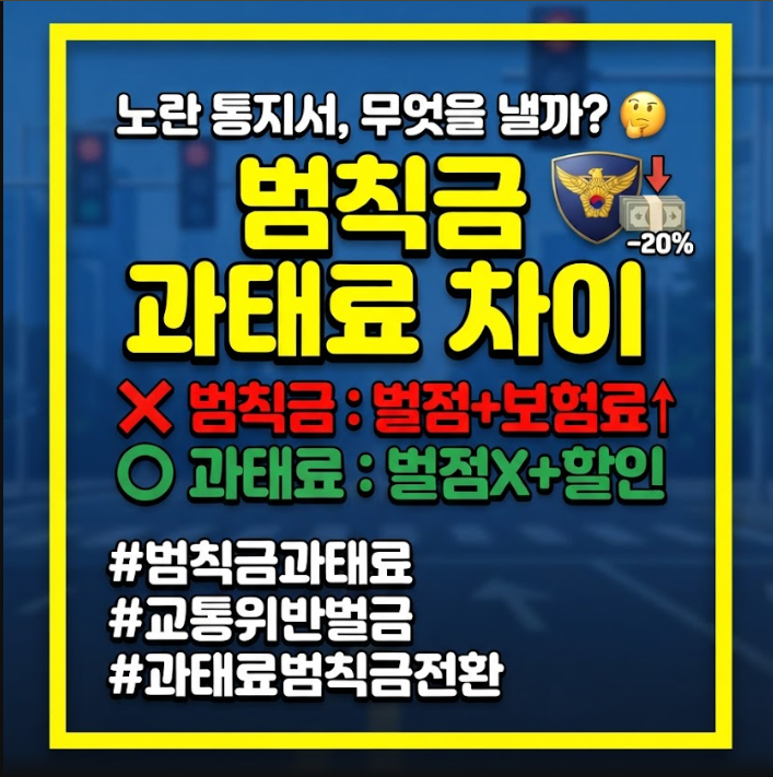 범칙금 과태료 차이