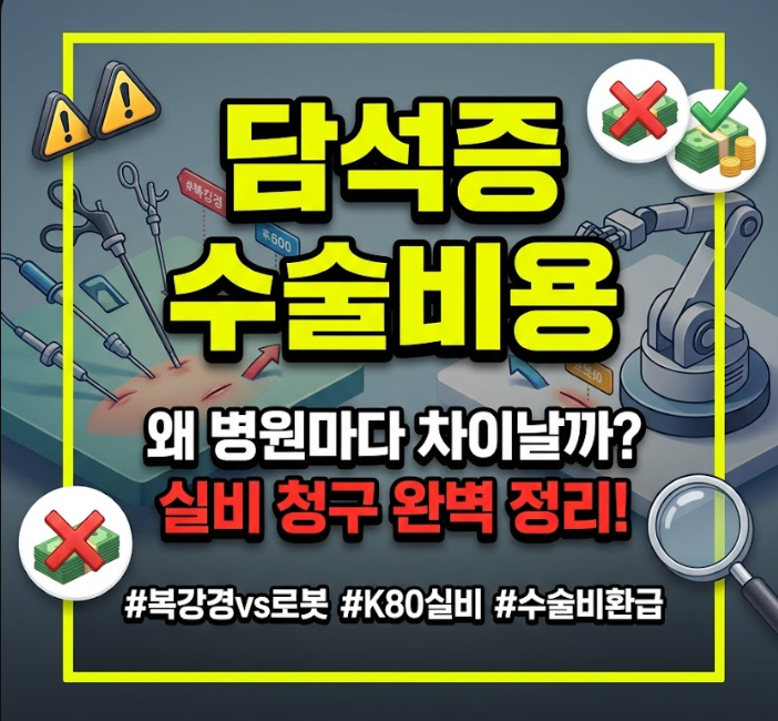담석증 수술비용 차이 이유와 실비 청구 방법